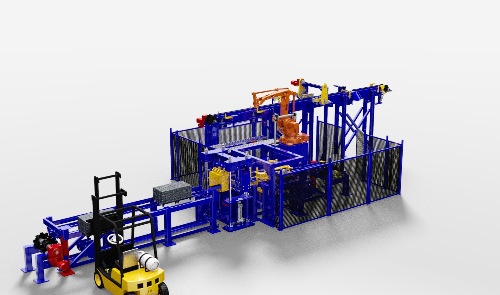 Robotic handling cell with safety guarding built by PLM